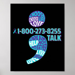 Suicide Prevention Awareness Semicolon Prevent Sui Poster