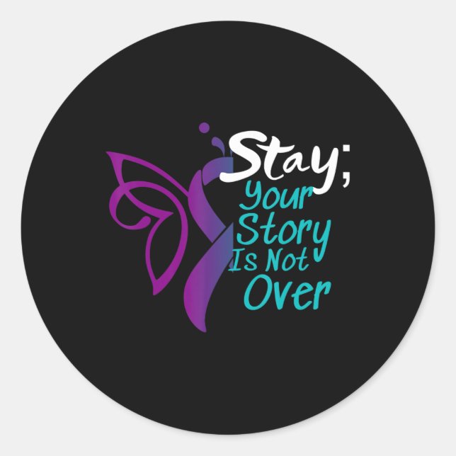 Suicide Prevention  Awareness Semicolon Stay 1 Classic Round Sticker (Front)