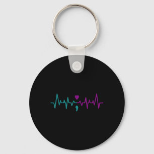 Suicide Prevention Awareness Semicolon Stay Heartb Keychain