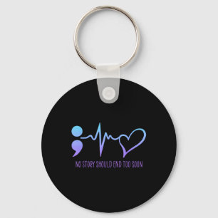 Suicide Prevention Awareness Semicolon Teal &amp;  Keychain