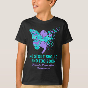Suicide Prevention Awareness Semicolon Teal Purple T-Shirt