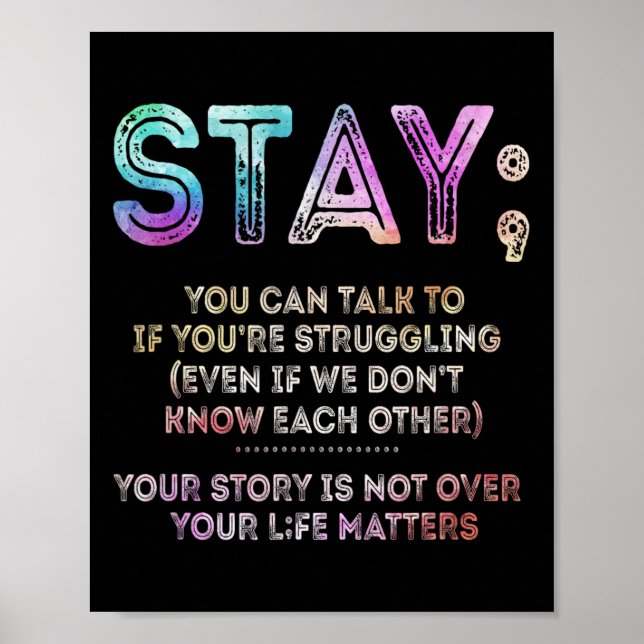 Suicide Prevention Awareness Shirt Stay Your Life  Poster (Front)