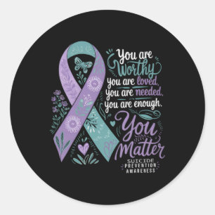 Suicide Prevention Awareness Sitive Suprt You Classic Round Sticker