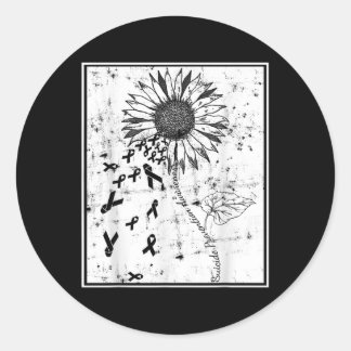 Suicide Prevention Awareness Sunflower Distressed  Classic Round Sticker