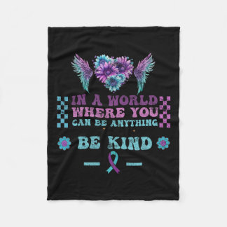 Suicide Prevention Awareness Sunflower Heart Wings Fleece Blanket