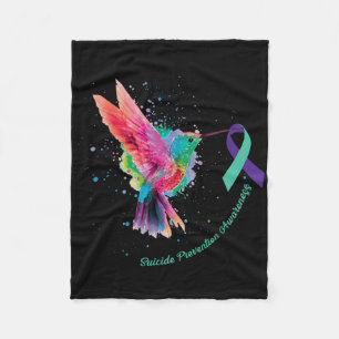 Suicide Prevention Awareness Sunflower Hummingbird Fleece Blanket