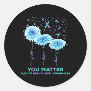 Suicide Prevention Awareness Sunflower Ribbon You  Classic Round Sticker