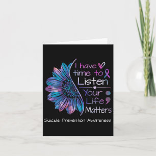Suicide Prevention Awareness Sunflower Teal And Pu Card