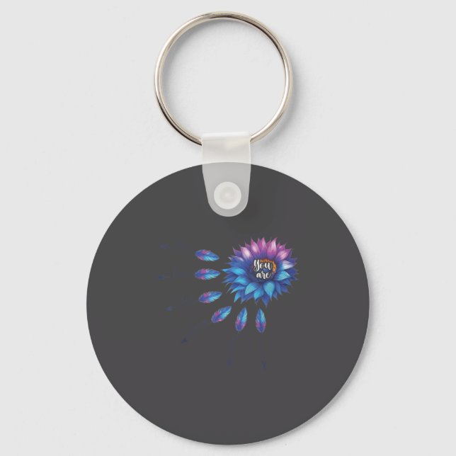 Suicide Prevention Awareness Sunflower You Are 988 Keychain (Front)