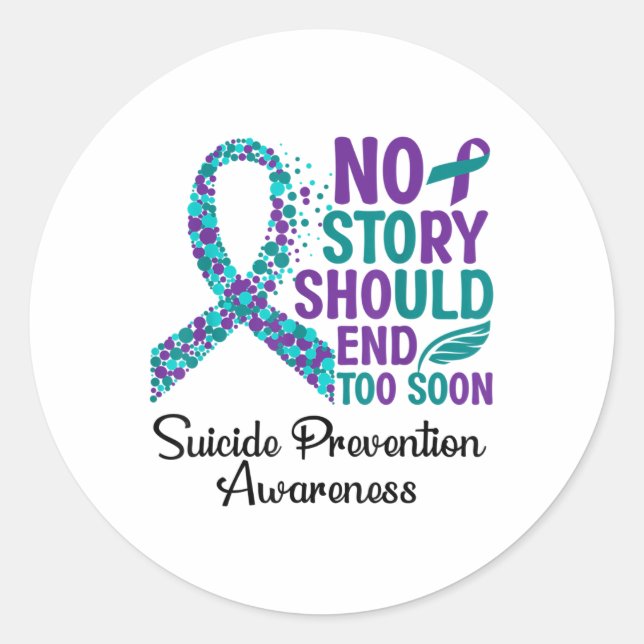 Suicide Prevention Awareness Support Ribbon  Classic Round Sticker (Front)