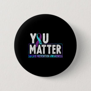 Suicide Prevention Awareness Teal &amp; Purple Rib 2 Inch Round Button