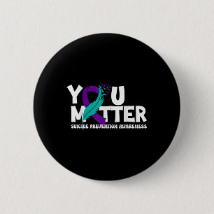 Suicide Prevention Awareness Teal &amp; Purple Rib 2 Inch Round Button