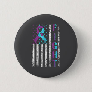 Suicide Prevention Awareness Teal & Purple Rib 2 Inch Round Button