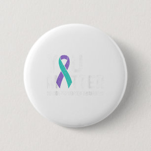Suicide Prevention Awareness Teal & Purple Rib 2 Inch Round Button