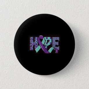 Suicide Prevention Awareness Teal &amp; Purple Rib 2 Inch Round Button