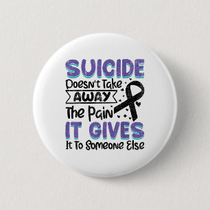 Suicide Prevention Awareness Teal &amp; Purple Rib 2 Inch Round Button