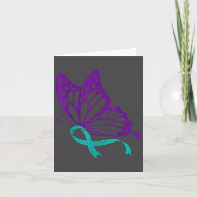 Suicide Prevention Awareness Teal &amp; Purple Rib Card (Front)