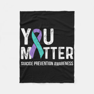 Suicide Prevention Awareness Teal & Purple Rib Fleece Blanket