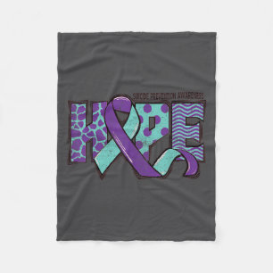 Suicide Prevention Awareness Teal & Purple Rib Fleece Blanket
