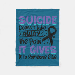 Suicide Prevention Awareness Teal &amp; Purple Rib Fleece Blanket