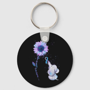 Suicide Prevention Awareness Teal & Purple Rib Keychain