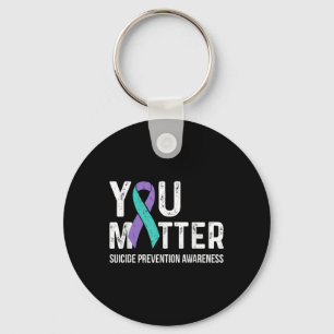 Suicide Prevention Awareness Teal & Purple Rib Keychain