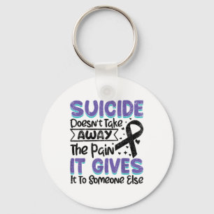 Suicide Prevention Awareness Teal &amp; Purple Rib Keychain