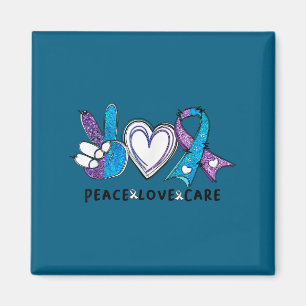 Suicide Prevention Awareness Teal &amp; Purple Rib Magnet