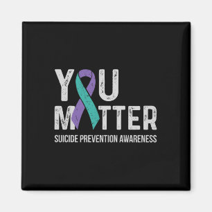 Suicide Prevention Awareness Teal &amp; Purple Rib Magnet