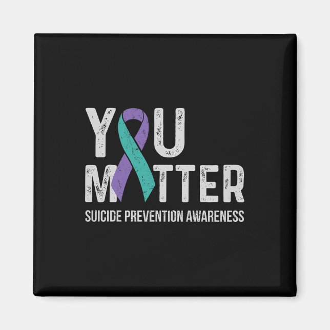 Suicide Prevention Awareness Teal &amp; Purple Rib Magnet (Front)