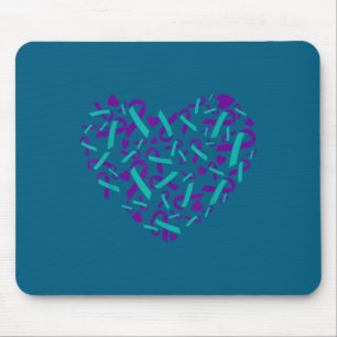 Suicide Prevention Awareness Teal &amp; Purple Rib Mouse Pad