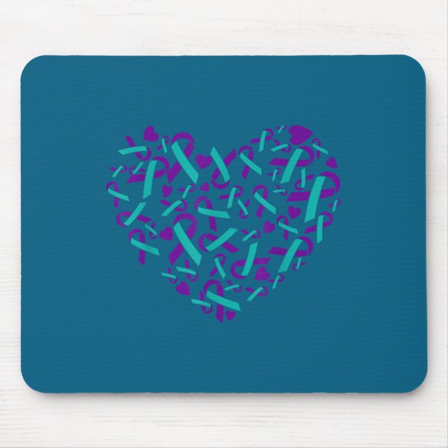 Suicide Prevention Awareness Teal &amp; Purple Rib Mouse Pad (Front)