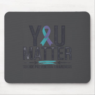 Suicide Prevention Awareness Teal &amp; Purple Rib Mouse Pad