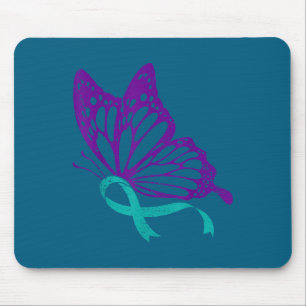 Suicide Prevention Awareness Teal &amp; Purple Rib Mouse Pad