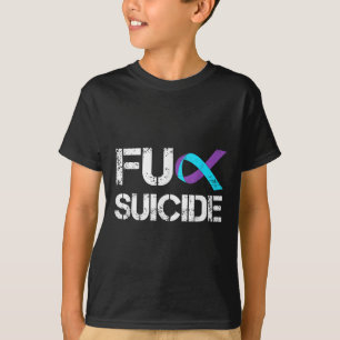 Suicide Prevention Awareness Teal & Purple Rib T-Shirt