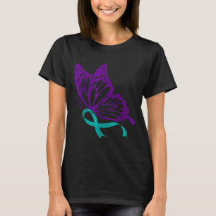 Suicide Prevention Awareness Teal &amp; Purple Rib T-Shirt