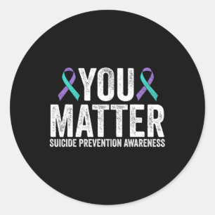 Suicide Prevention Awareness Teal And Purple Ribbo Classic Round Sticker