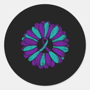 Suicide Prevention Awareness Teal And Purple Ribbo Classic Round Sticker