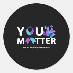 Suicide Prevention Awareness Teal And Purple Ribbo Classic Round Sticker