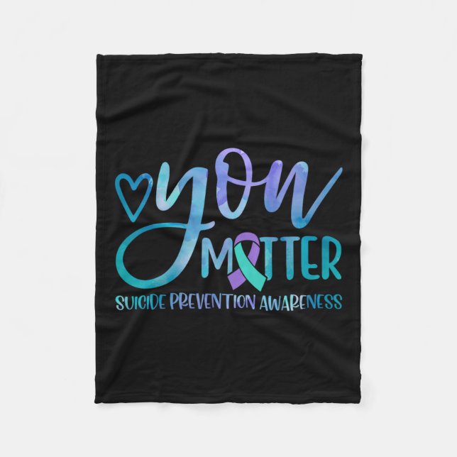 Suicide Prevention Awareness Teal And Purple Ribbo Fleece Blanket (Front)