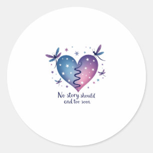Suicide Prevention Awareness Teal Purple Heart Dra Classic Round Sticker