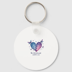 Suicide Prevention Awareness Teal Purple Heart Dra Keychain