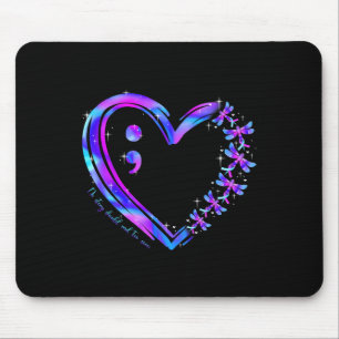 Suicide Prevention Awareness Teal Purple Heart Dra Mouse Pad