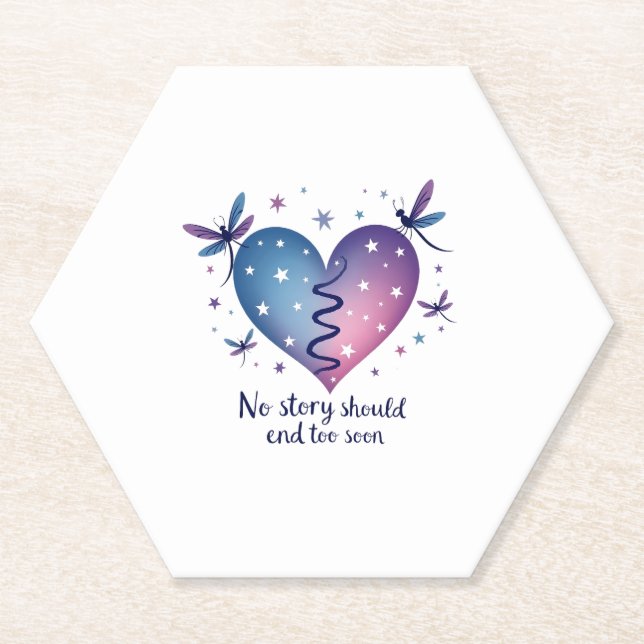Suicide Prevention Awareness Teal Purple Heart Dra Paper Coaster (Front)