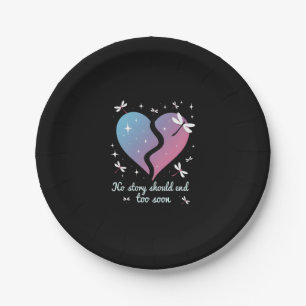 Suicide Prevention Awareness Teal Purple Heart Dra Paper Plate