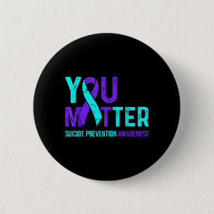 Suicide Prevention Awareness Teal Purple Ribbon 2 Inch Round Button