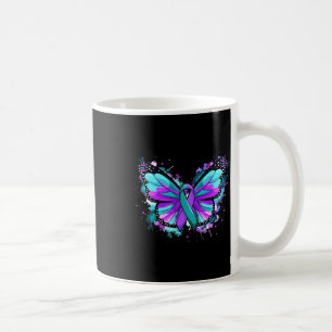 Suicide Prevention Awareness Teal Purple Ribbon Bu Coffee Mug