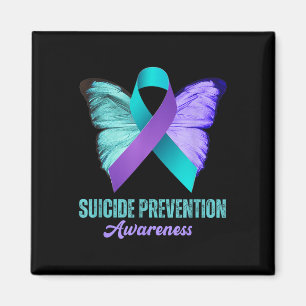 Suicide Prevention Awareness Teal Purple Ribbon Bu Magnet