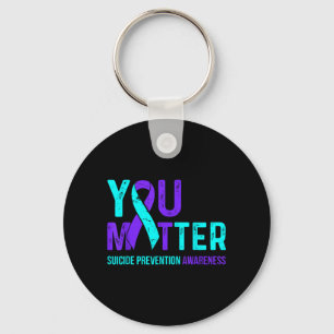 Suicide Prevention Awareness Teal Purple Ribbon Keychain