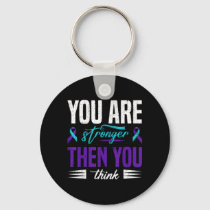 Suicide Prevention Awareness Teal Purple Ribbon Keychain